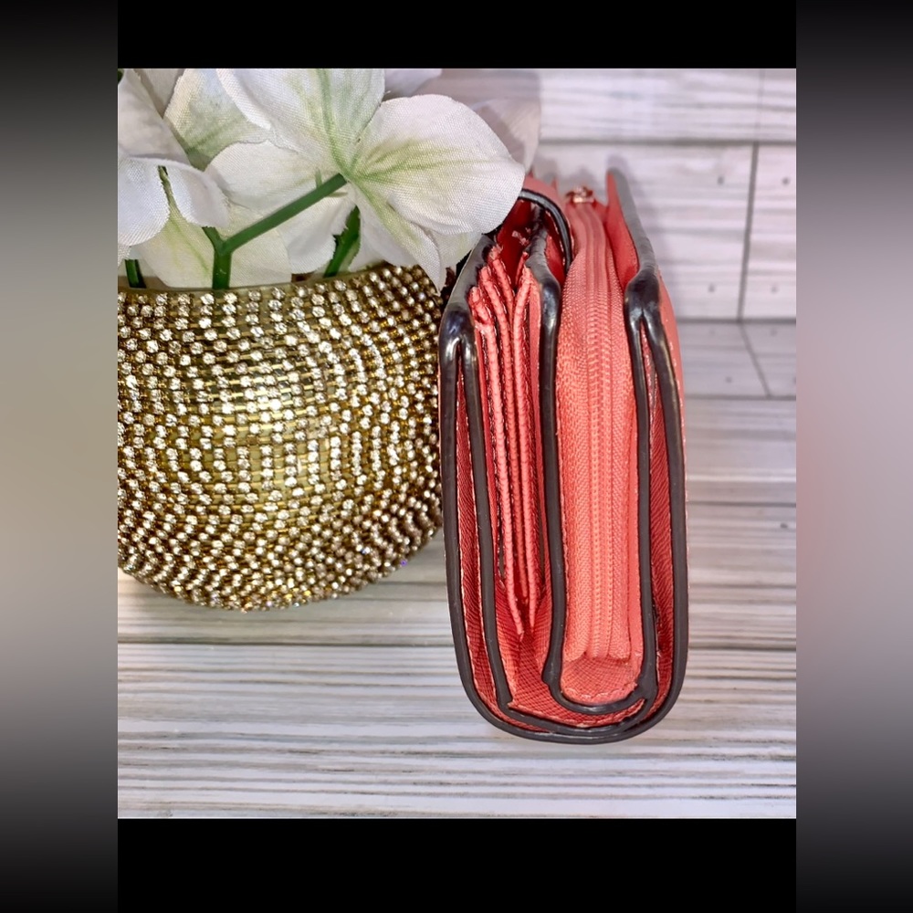 Sold Michael Kors Tangerine  Orange Bifold Leather Wallet  & Change Purse - Picture 3 of 11